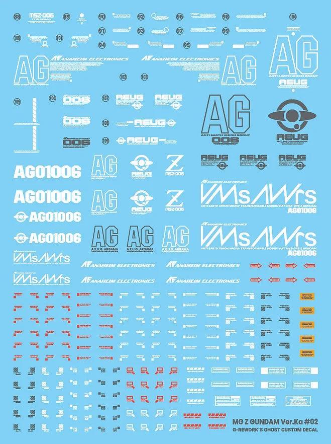G-Rework Water Decal For MG Zeta Gundam Ver. Ka - A-Z Toy Hobby