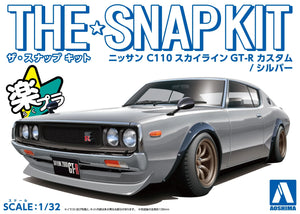 Aoshima Snap Kit 18-SP1 Nissan C110 Skyline GT-R Custom (Silver) 1/32 Model Kit - A-Z Toy Hobby