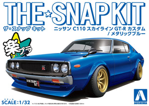 Aoshima Snap Kit 18-SP4 Nissan C110 Skyline GT-R Custom (Metallic Blue) 1/32 Model Kit - A-Z Toy Hobby
