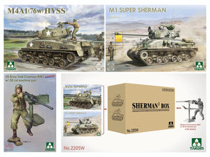 Takom 2205W Sherman² Box (2 Kits + 1/16 US Army Tank Crewman Figure) 1/35 Model Kit - A-Z Toy Hobby