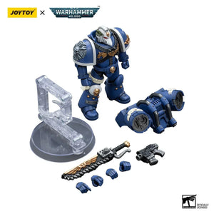 Joy Toy Warhammer 40K Ultramarines Vanguard Veteran with Chainsword and Bolt Pistol 1/18 Action Figure - A-Z Toy Hobby