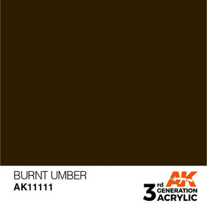 AK Interactive AK11111 3G Burnt Umber Acrylic Paint 17ml - A-Z Toy Hobby