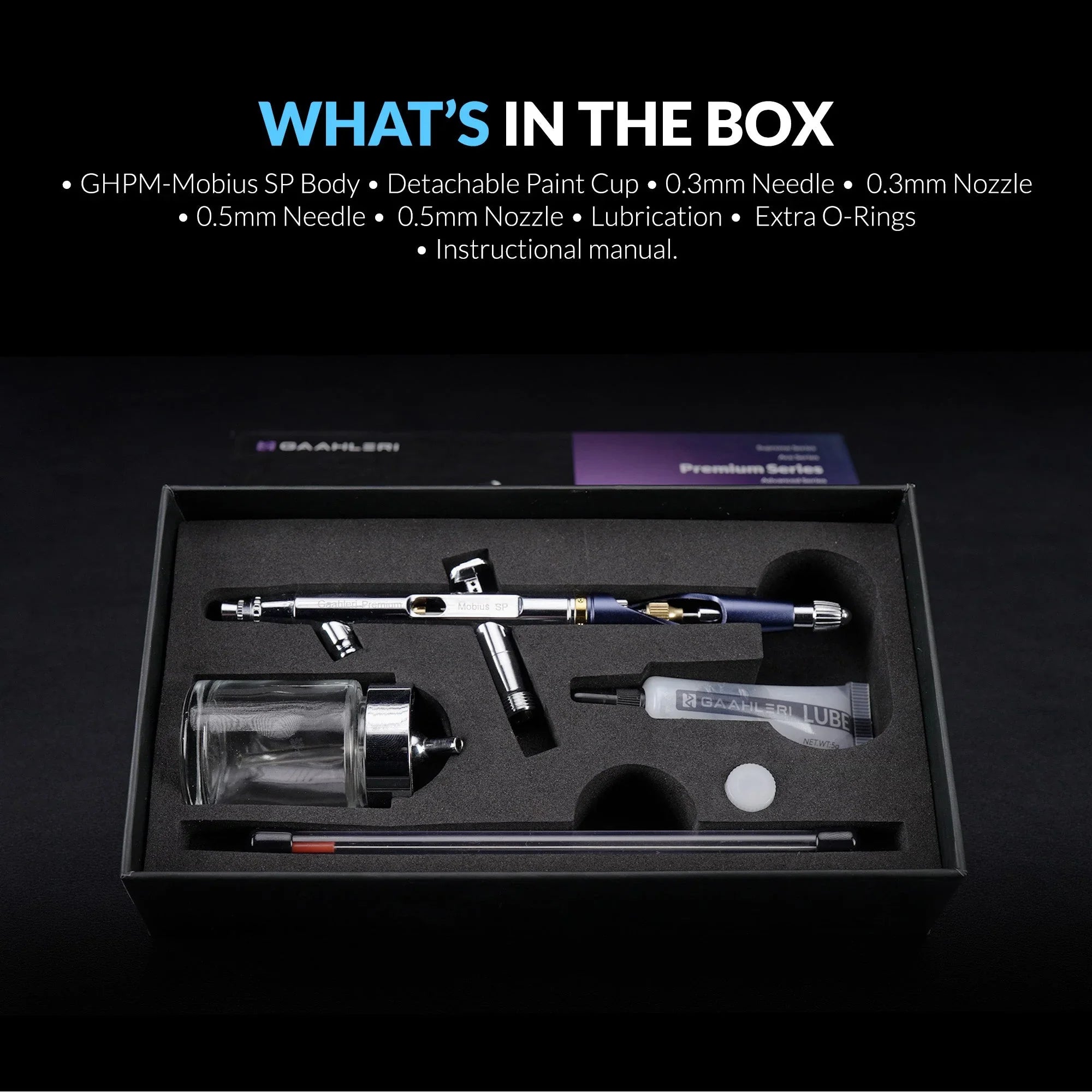 Gaahleri GHPM-Mobius Premium SP 0.3mm & 0.5mm Siphon Airbrush - A-Z Toy Hobby