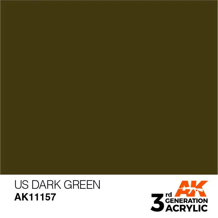 AK Interactive AK11157 3G US Dark Green Acrylic Paint 17ml - A-Z Toy Hobby