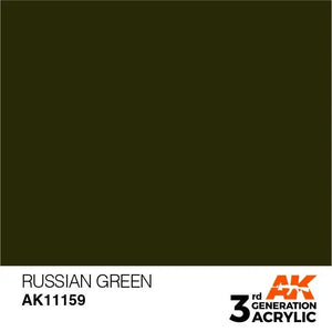 AK Interactive AK11159 3G Russian Green Acrylic Paint 17ml - A-Z Toy Hobby