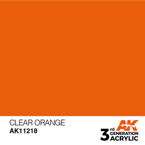 AK Interactive AK11218 3G Clear Orange Acrylic Paint 17ml - A-Z Toy Hobby