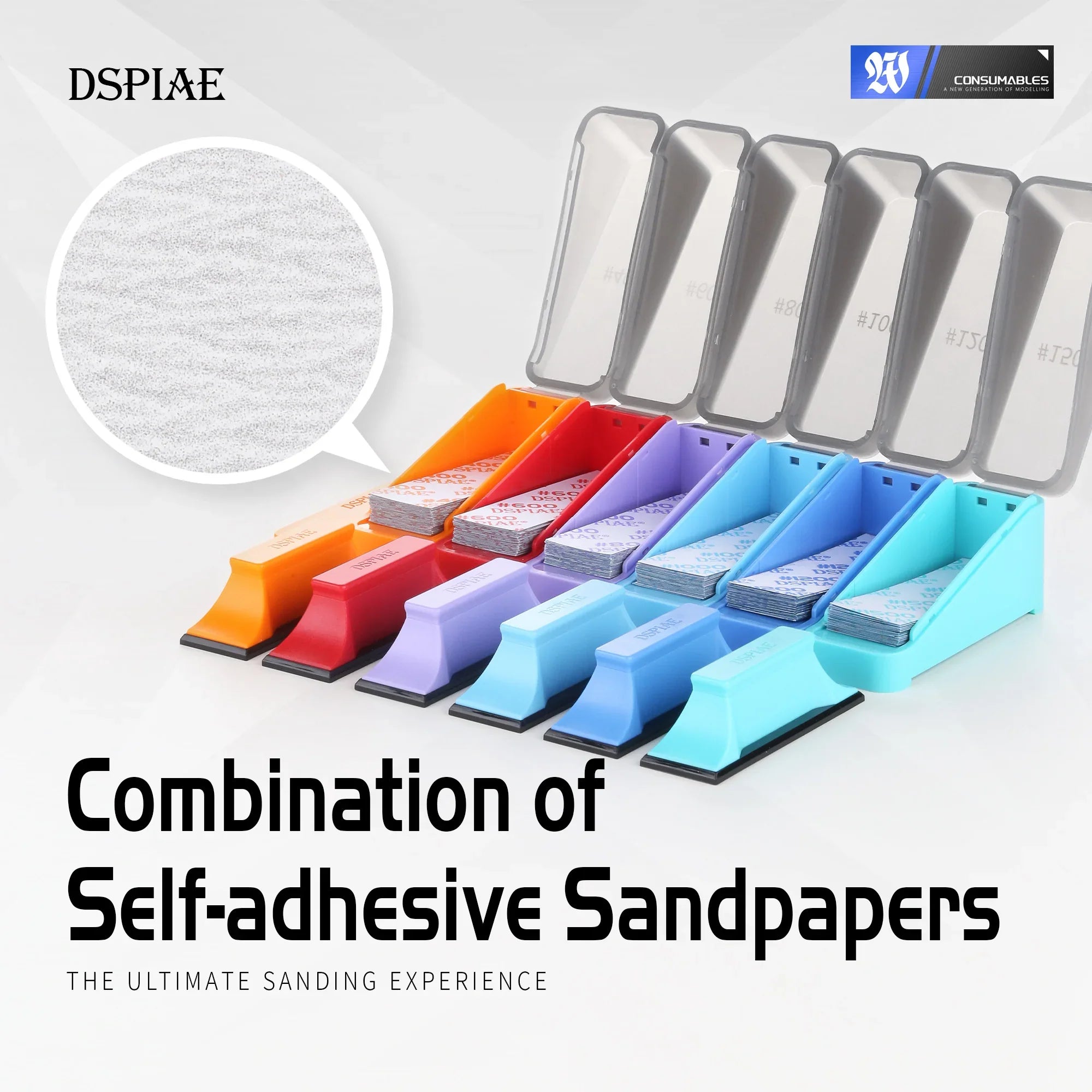 DSPIAE Composite Adhesive Sand Paper Set (400, 600, 800, 1000, 1200, 1500) (120pcs) XSP-S01 - A-Z Toy Hobby