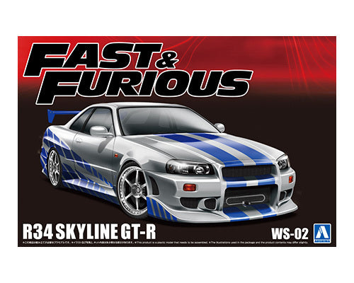 Aoshima WS-02 R34 Skyline GT-R Fast & Furious 1/24 Model Kit – A-Z