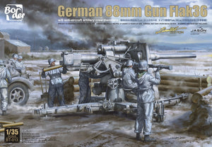Border Model BT013 German 88mm Gun Flak36 w/6 Anti-Aircraft Artillery Crew Members 1/35 Model Kit - A-Z Toy Hobby