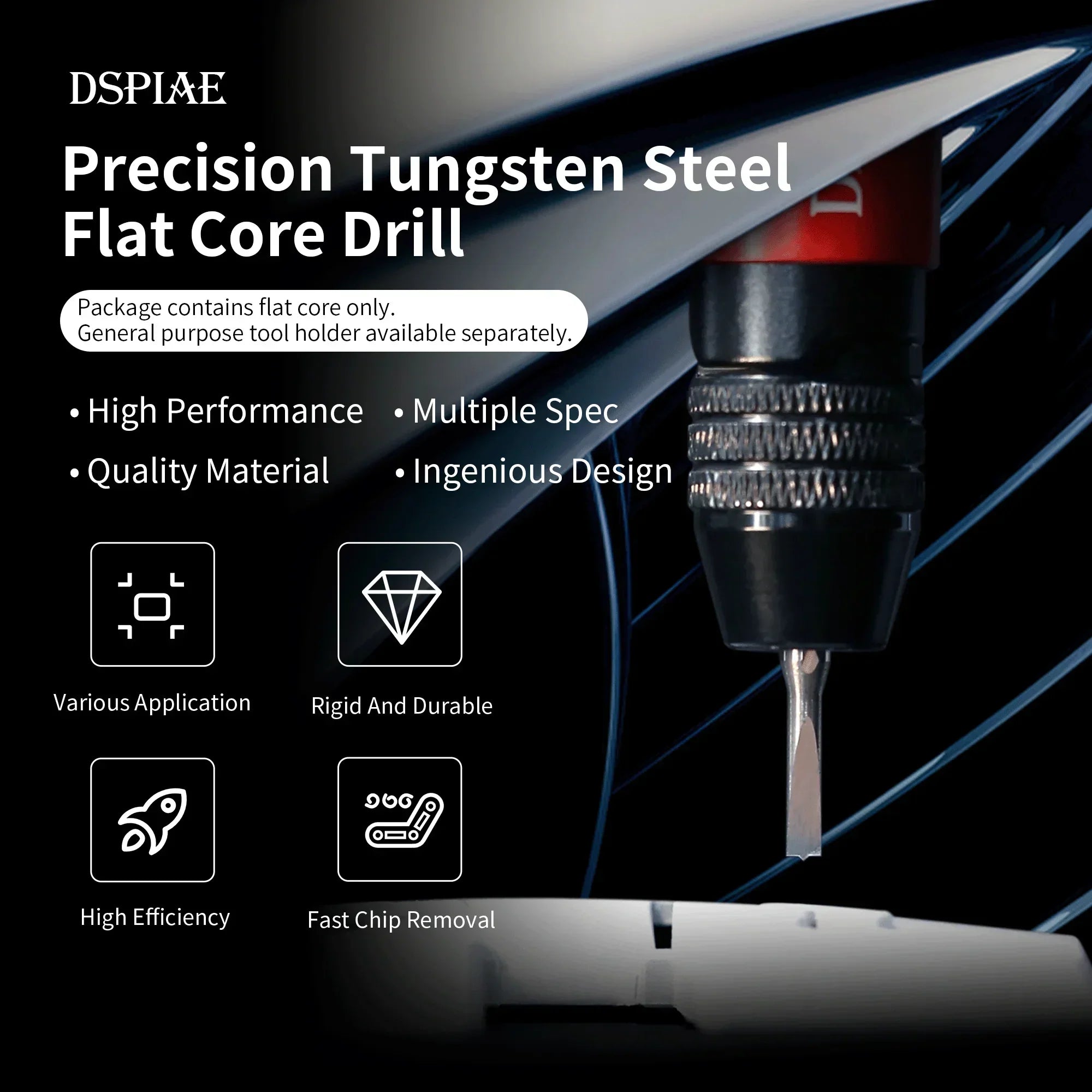 DSPIAE Precision Tungsten Carbide Flat Center Drill FB - A-Z Toy Hobby