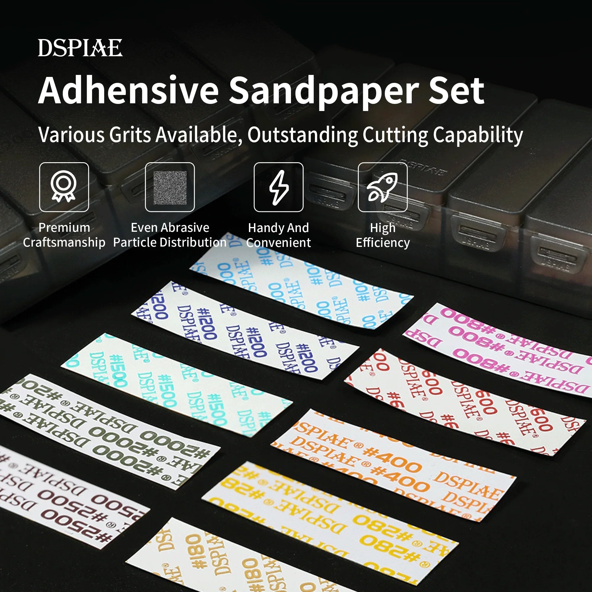 DSPIAE Adhesive Sand Paper Set (1000, 1200, 1500, 2000, 2500) (100pcs) SP-S02 - A-Z Toy Hobby