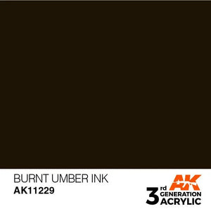 AK Interactive AK11229 3G Burnt Umber Ink Acrylic Paint 17ml - A-Z Toy Hobby