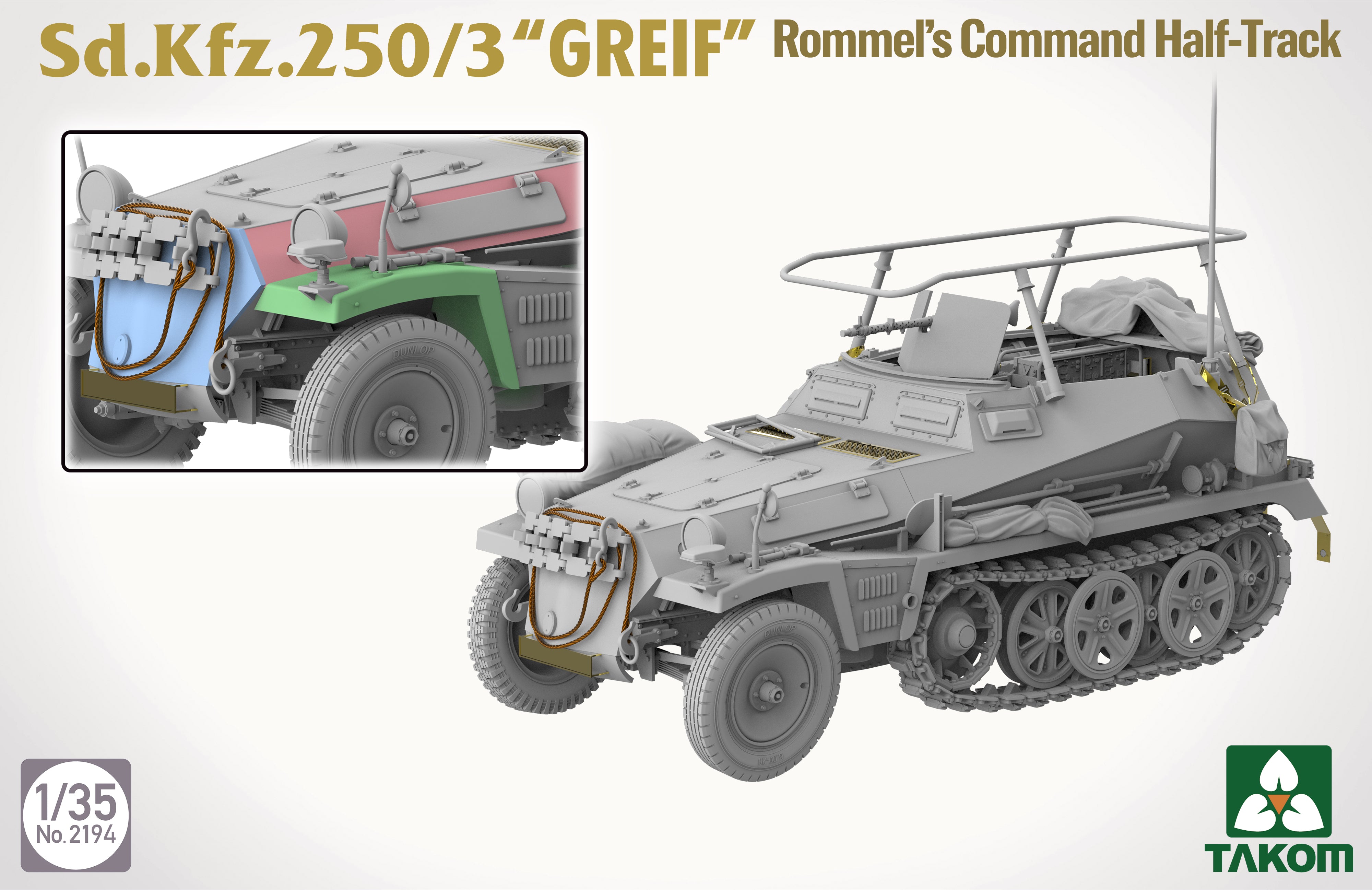 Takom 2194 Sd.Kfz.250/3 "GREIF" Rommel's Command Half-Track 1/35 Model Kit