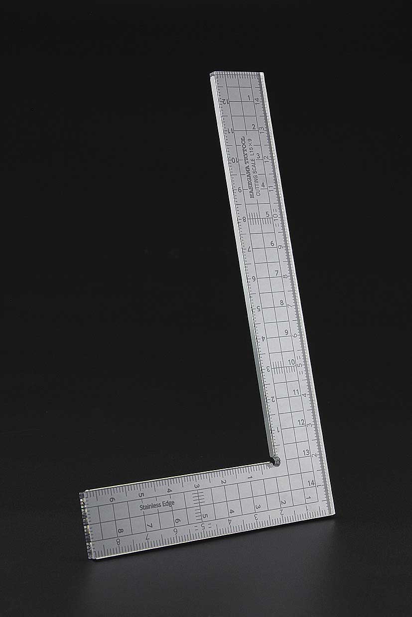 Cutting Scale L-Shaped (15cm x 9cm) (Stainless Steel Edge) TT115 - Hasegawa
