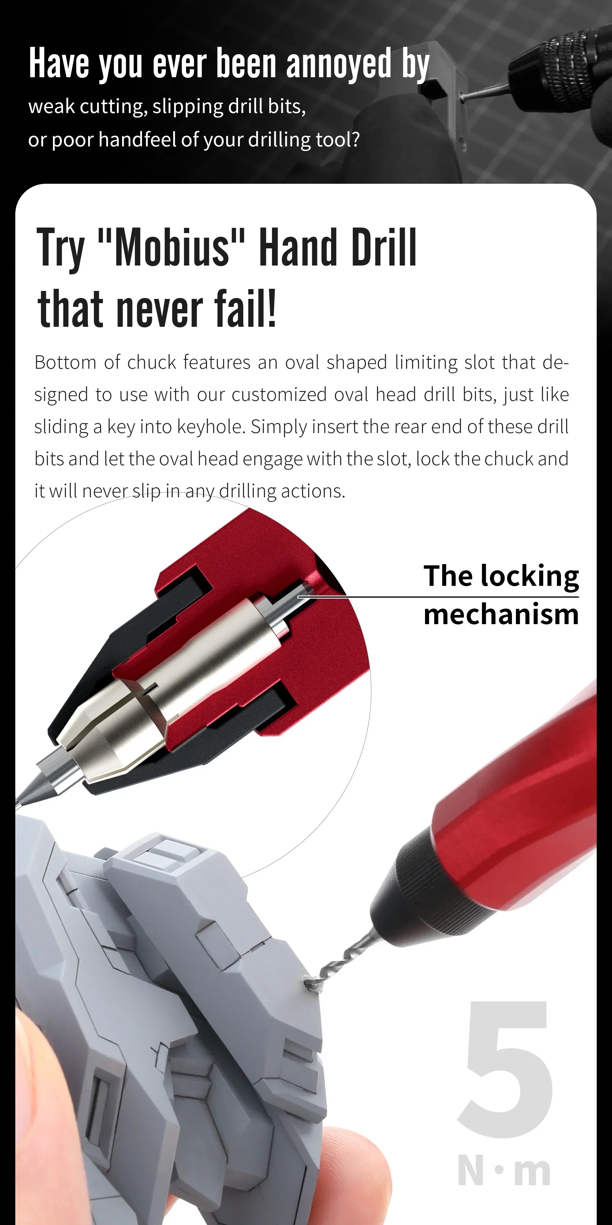 DSPIAE Mobius Hand Drill Pin Vise Dual Bearings Slipless Chuck AT-MHD
