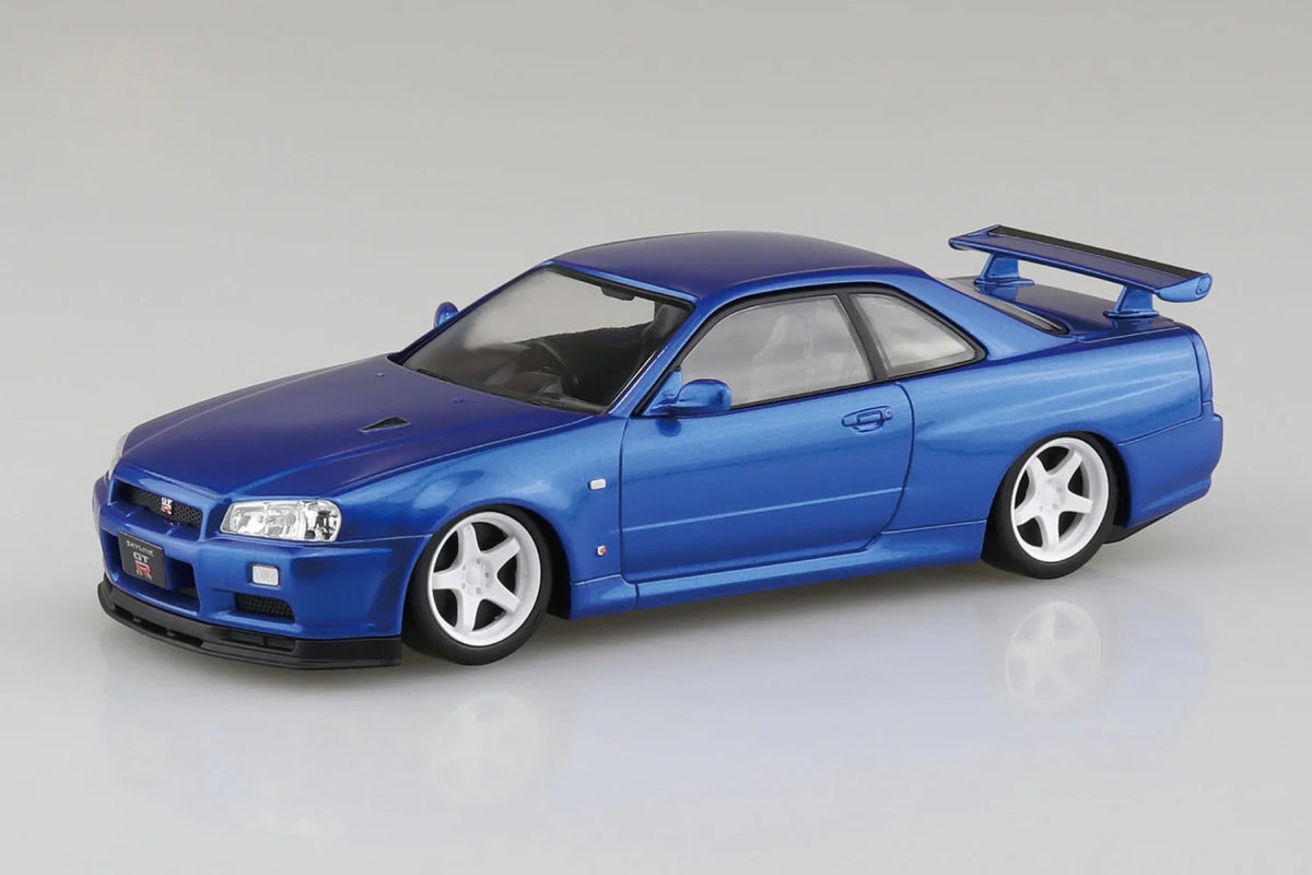 Aoshima 12CU-BB Nissan R34 Skyline GT-R Custom Wheel (Bayside Blue) Snap Kit 1/32 Model Kit