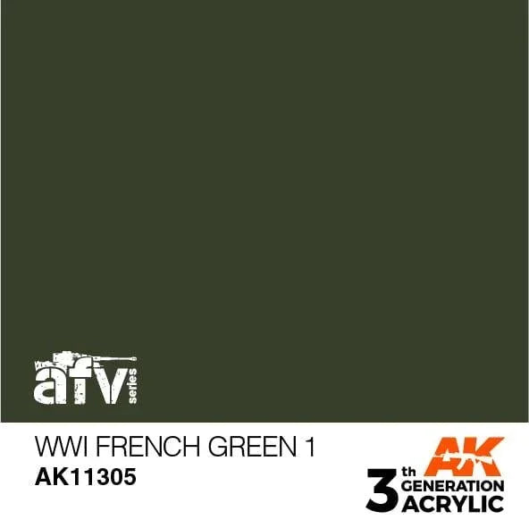 AK Interactive AK11305 3G AFV WWI French Green 1 Paint 17ml - A-Z Toy Hobby