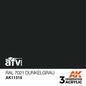 AK Interactive AK11316 3G AFV RAL 7021 Dunkelgrau Paint 17ml - A-Z Toy Hobby