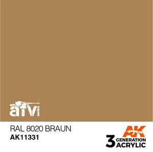 AK Interactive AK11331 3G AFV RAL 8020 Braun Paint 17ml - A-Z Toy Hobby