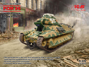 ICM 35336 FCM 36 WWII French Light Tank 1/35 Model Kit - A-Z Toy Hobby