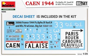 Miniart CAEN 1944 Pz.Kpfw.IV Ausf.H & Kfz.70 w/Crews. Big Set 1/35 Model Kit - A-Z Toy Hobby