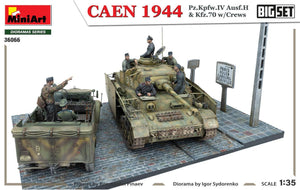 Miniart CAEN 1944 Pz.Kpfw.IV Ausf.H & Kfz.70 w/Crews. Big Set 1/35 Model Kit - A-Z Toy Hobby