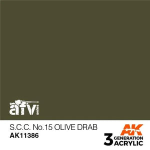 AK Interactive AK11386 3G AFV S.C.C. No.15 Olive Drab Paint 17ml - A-Z Toy Hobby