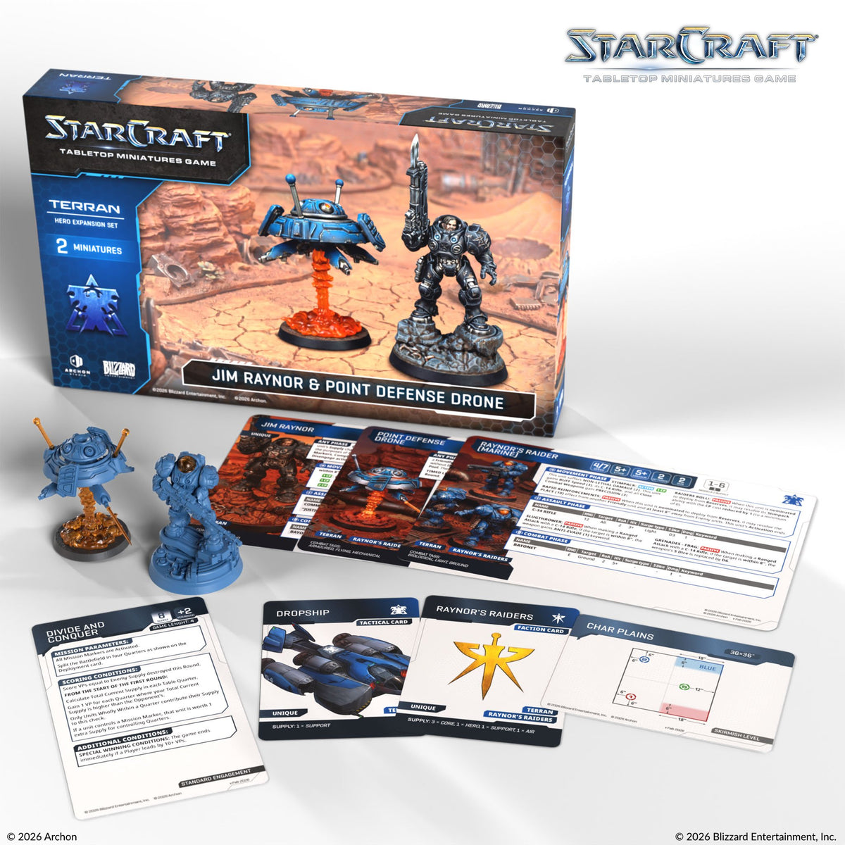 Terran: Jim Raynor & Point Defense Drone Hero Expansion Set "StarCraft Miniatures Game" - Archon Studio