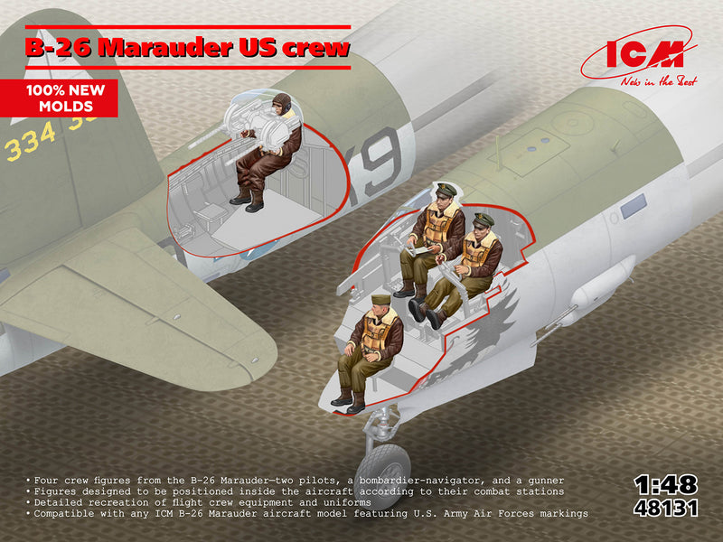 ICM 48131 B-26 Marauder US Crew (4 figures) 1/48 Model Kit