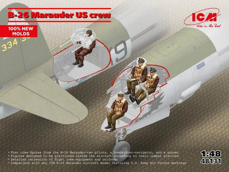 ICM 48131 B-26 Marauder US Crew (4 figures) 1/48 Model Kit