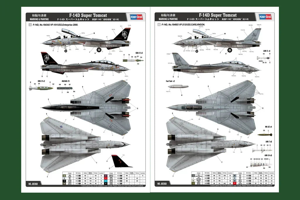 Hobby Boss 80368 F-14D Super Tomcat 1/48 Model Kit - A-Z Toy Hobby