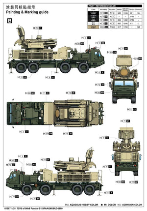 Trumpeter 01087 72V6 of 96k6 Pantsir-S1 SPAAGM BAZ-6909 1/35 Model Kit - A-Z Toy Hobby