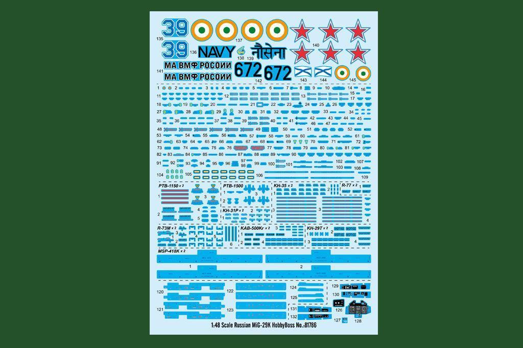 Hobby Boss 81786 MiG-29K Carrier-based Fighter Jet 1/48 Model Kit - A-Z Toy Hobby