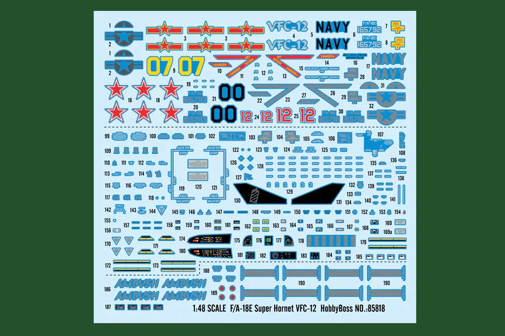 Hobby Boss 85818 F/A-18E Super Hornet VFC-12 1/48 Model Kit - A-Z Toy Hobby