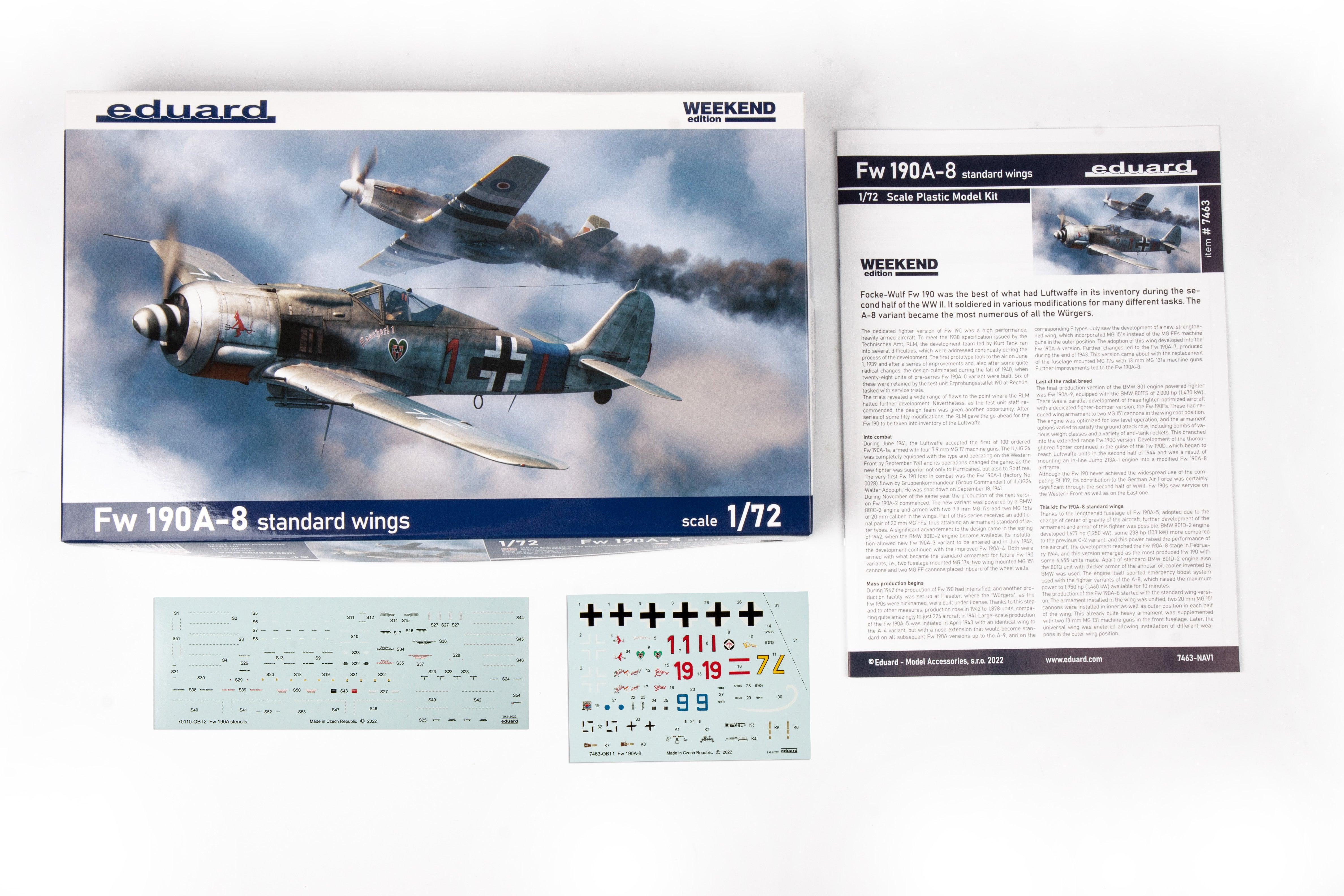 Eduard 7463 Fw 190A-8 Standard Wings Weekend Edition 1/72 Model Kit - A-Z Toy Hobby