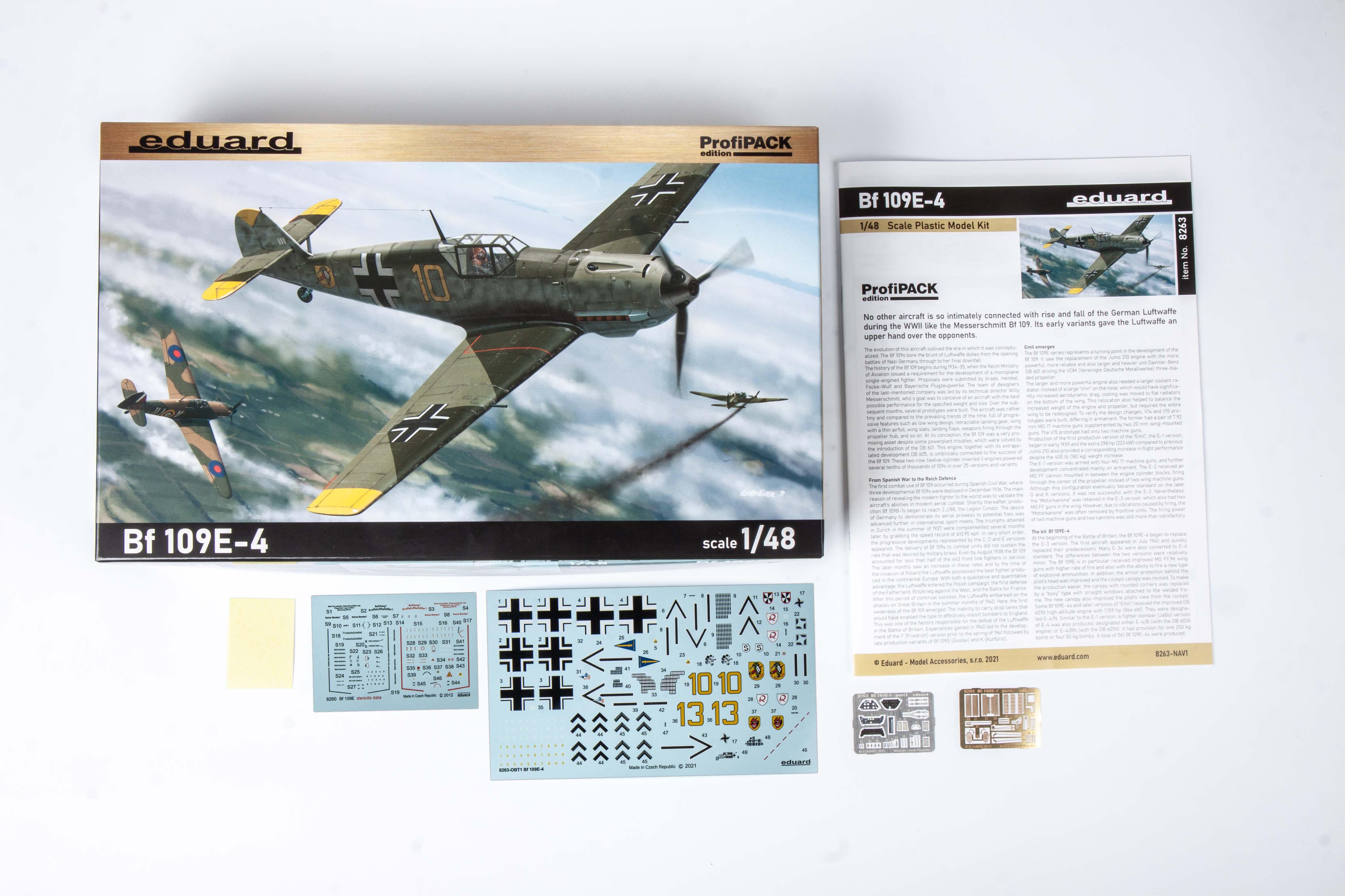 Eduard 8263 Bf 109E-4 German Fighter ProfiPACK 1/48 Model Kit - A-Z Toy Hobby
