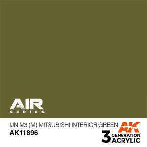AK Interactive AK11896 3G Air IJN M3 (M) Mitsubishi Interior Green Paint 17ml - A-Z Toy Hobby