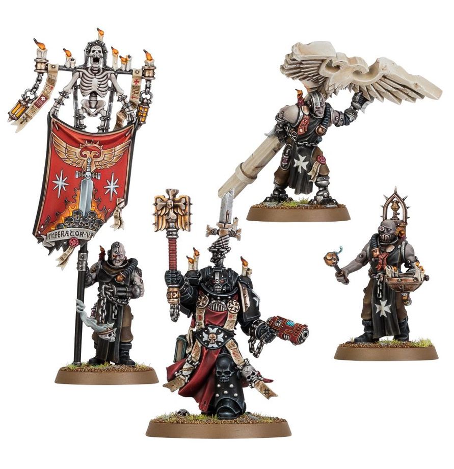 Black Templars: Chaplain Grimaldus & Retinue 55-44 - Warhammer 40,000