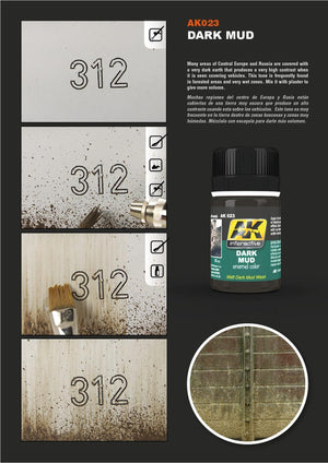 AK Interactive AK023 Weathering Dark Mud Enamel 35ml - A-Z Toy Hobby