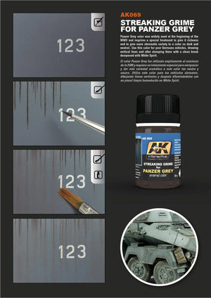 AK Interactive AK069 Weathering Streaking Grime for Panzer Gray Vehicles Enamel 35ml - A-Z Toy Hobby