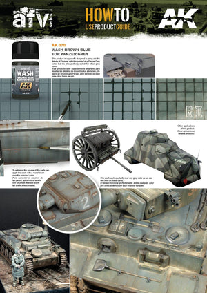 AK Interactive AK070 Weathering Brown Blue Wash for Panzer Gray Vehicles Enamel 35ml - A-Z Toy Hobby