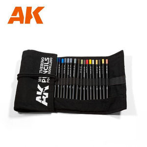 AK Interactive AK10048 Weathering Pencils Full Range Cloth Case - A-Z Toy Hobby
