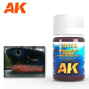 AK Interactive AK304 Weathering Brown Streaking Grime For Red Hulls Enamel 35ml - A-Z Toy Hobby