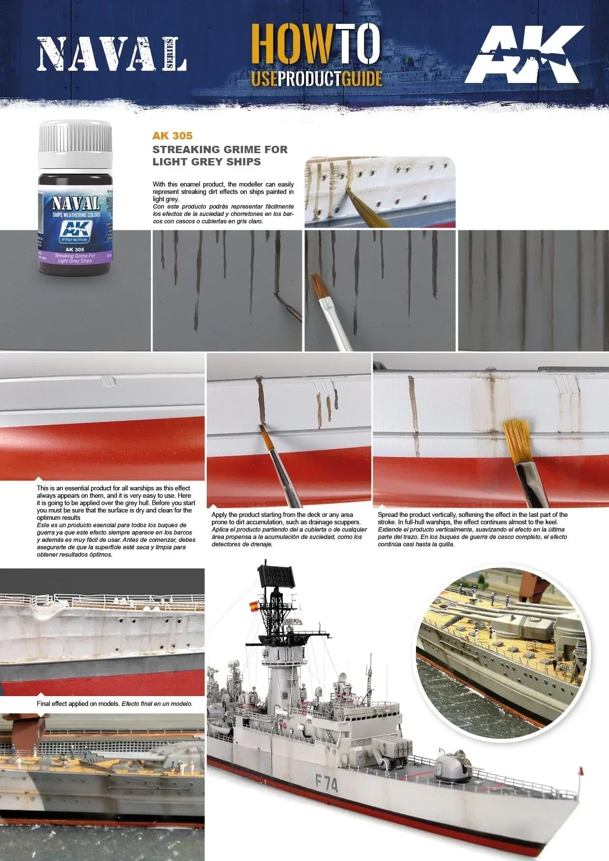 AK Interactive AK305 Weathering Streaking Grime For Light Gray Ships Enamel 35ml - A-Z Toy Hobby