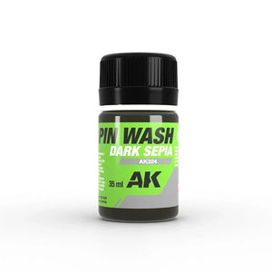 AK Interactive AK324 Dark Sepia Pin Wash Enamel 35ml - A-Z Toy Hobby