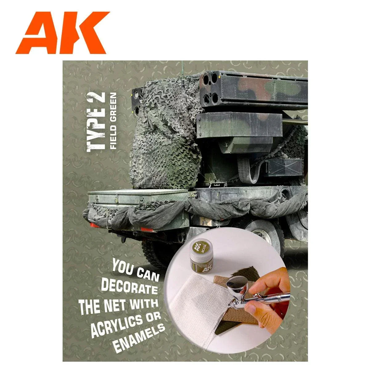AK Interactive AK8067 Camouflage Net Field Green Type 2 - A-Z Toy Hobby