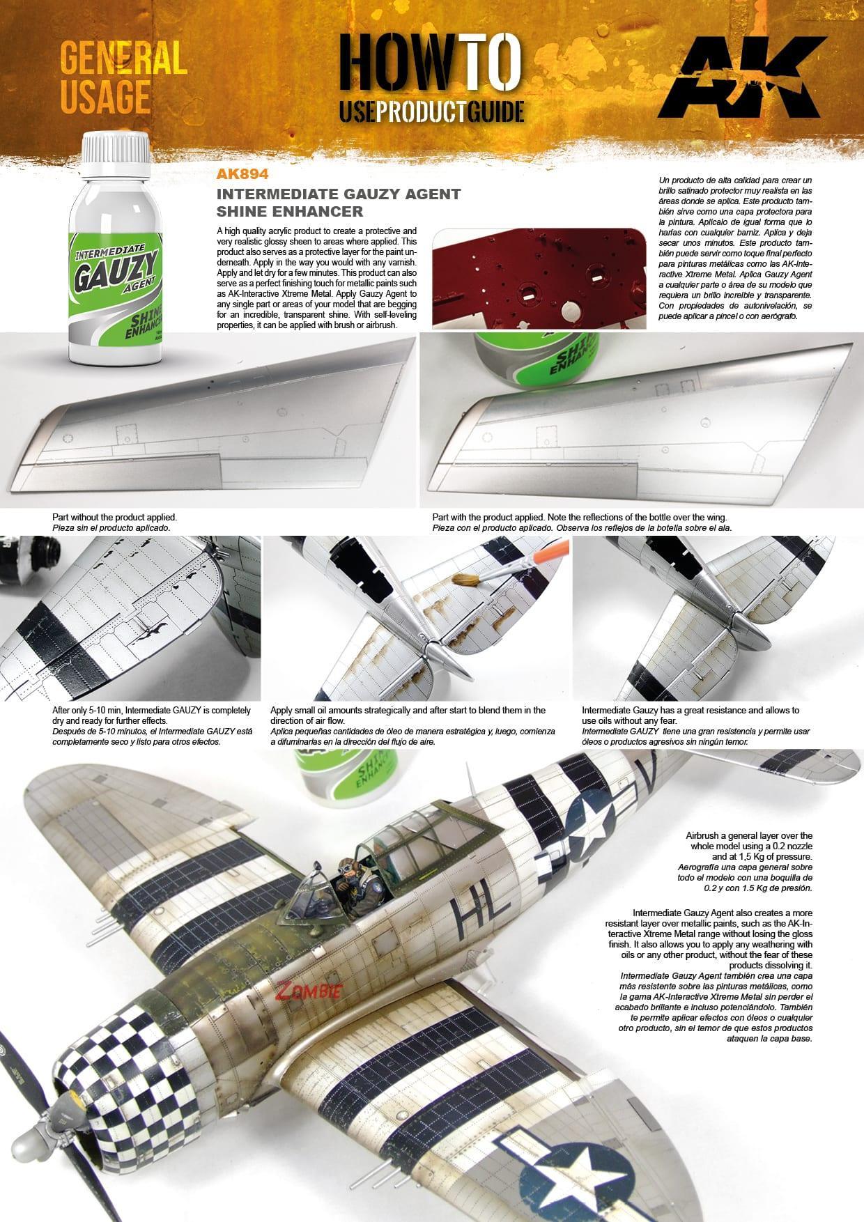 AK Interactive AK894 Intermediate Gauzy Agent Shine Enhancer 100ml - A-Z Toy Hobby