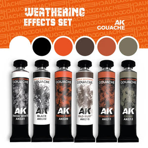 AK Interactive AKG25 Gouaches Weathering Effects Set - A-Z Toy Hobby