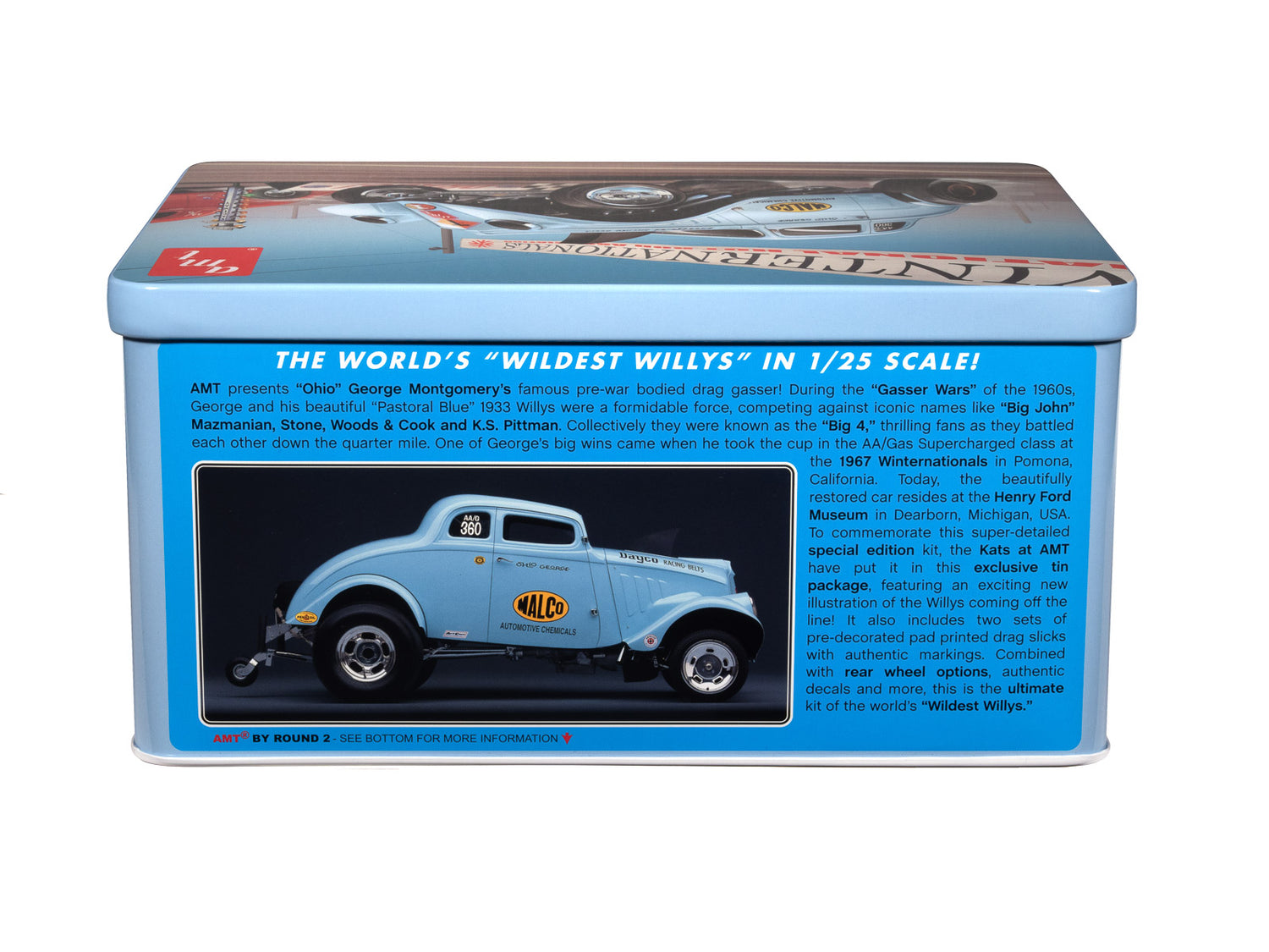 AMT 1933 Willys Gasser Ohio George w/ Tin Packaging 1/25 Model Kit - A-Z Toy Hobby
