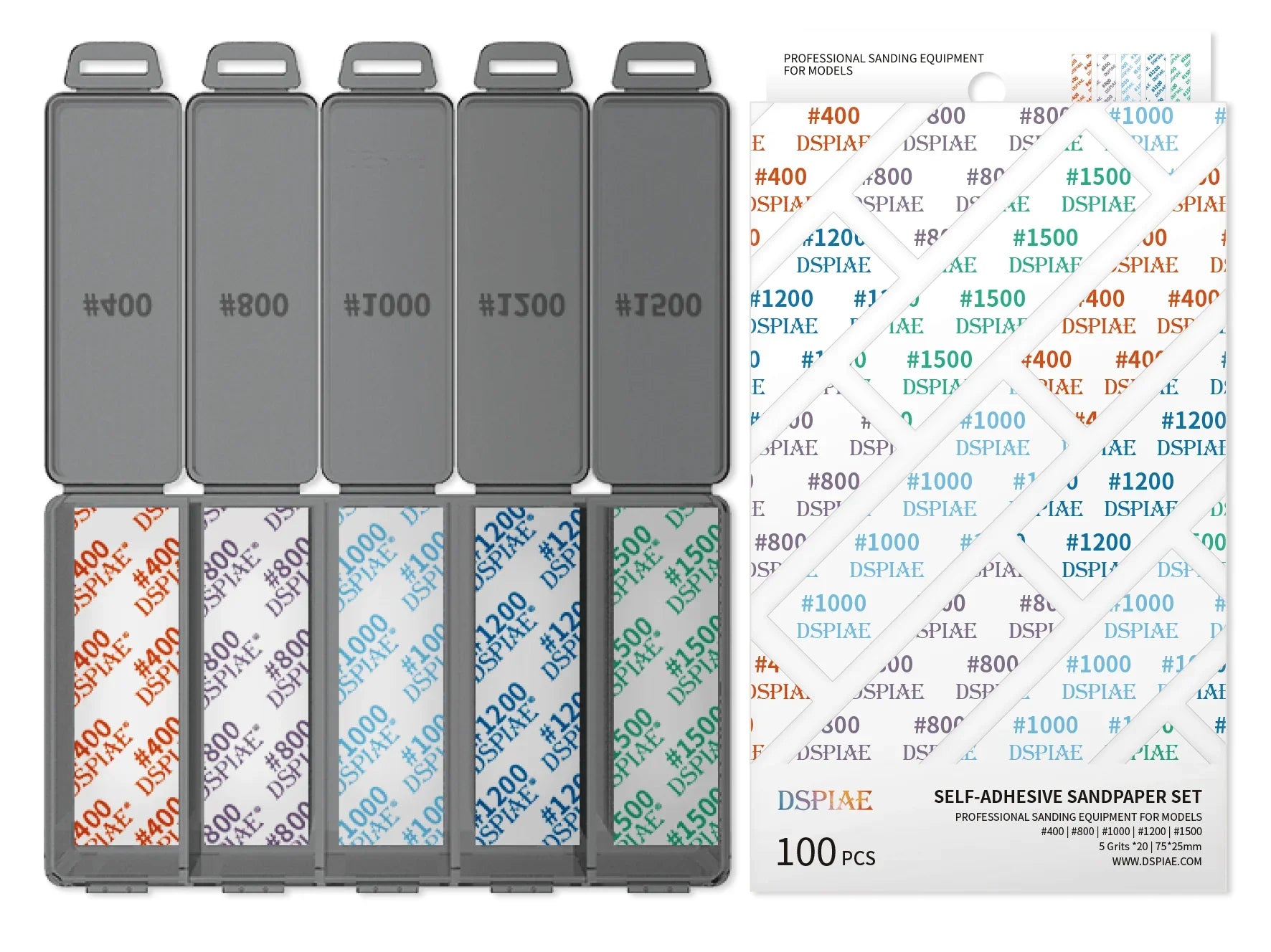 DSPIAE Adhesive Sand Paper Set (400, 800, 1000, 1200, 1500) (100pcs